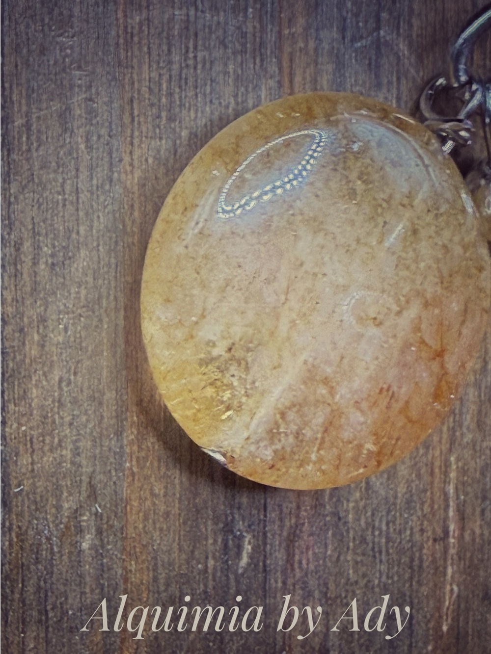 GOLDEN HEALER + Amber-Tone Round stone Pendant Necklace on Brown Cord - Picture 3 of 5